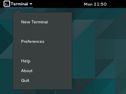 App Menu of Terminal